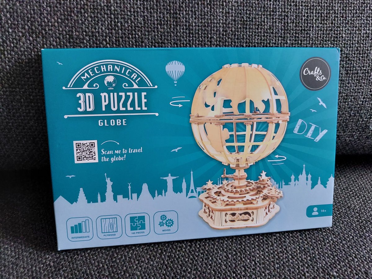 Houten 3D Puzzel - Mechanische 3D-puzzel - Wereldbol - Wereldbol Puzzel | Houten Wereldbol Puzzel - 3D-Puzzel - Mechanische Puzzel